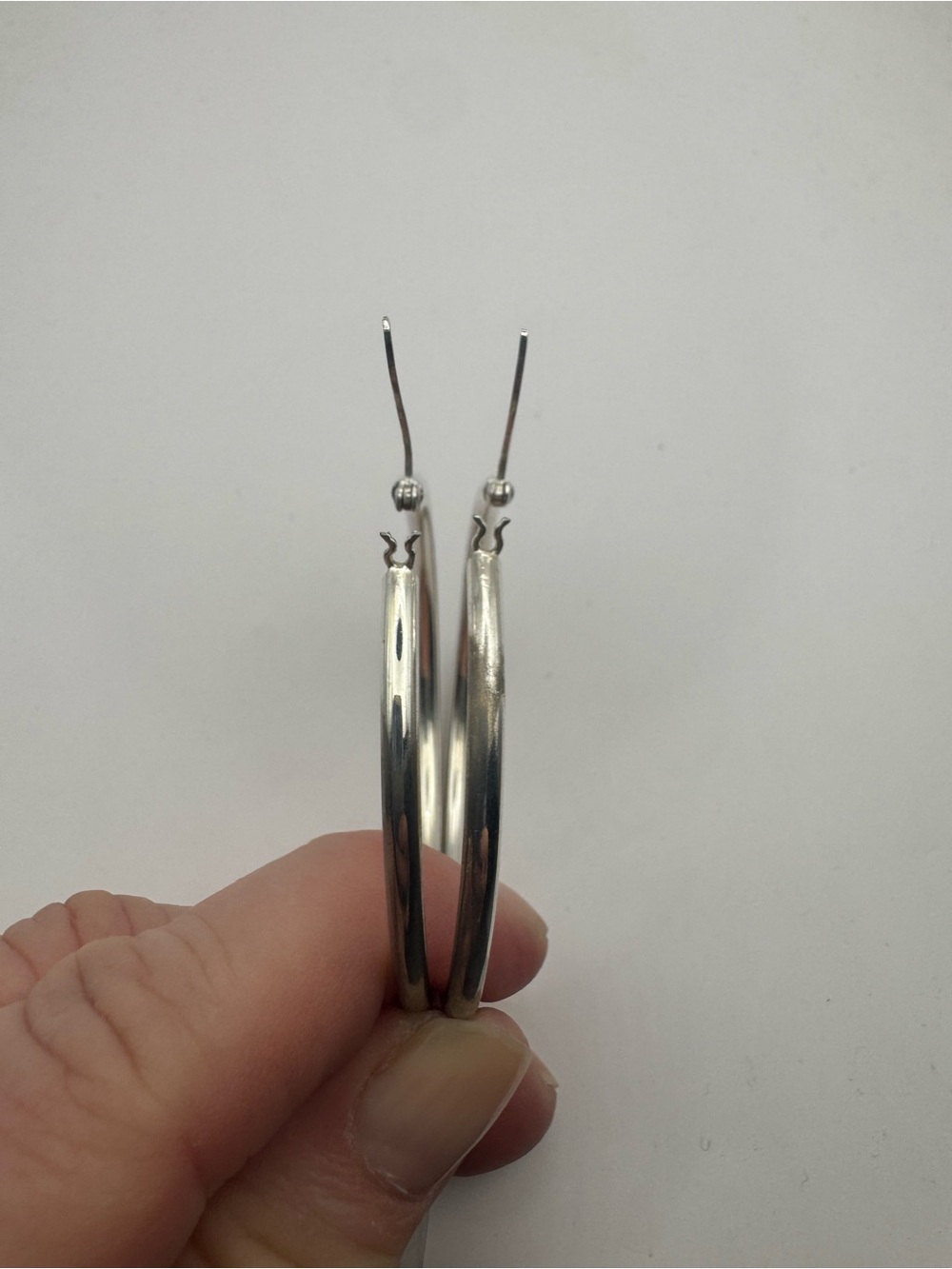 Sterling Silver 925 Hoop Earrings Latch Closure 2” Boho - Picture 6 of 7